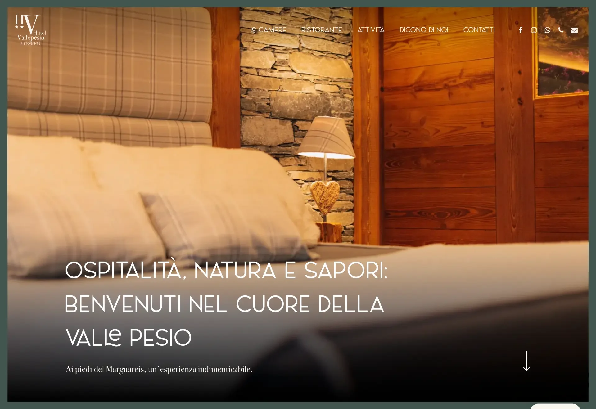 La home del sito: «Ospitalità, natura e sapori»