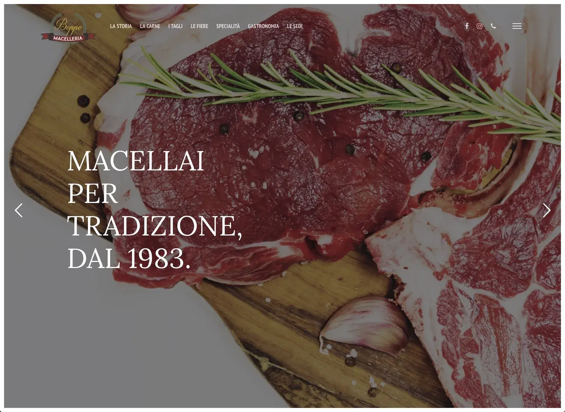 La home del sito: «Macellai per tradizione, dal 1983»