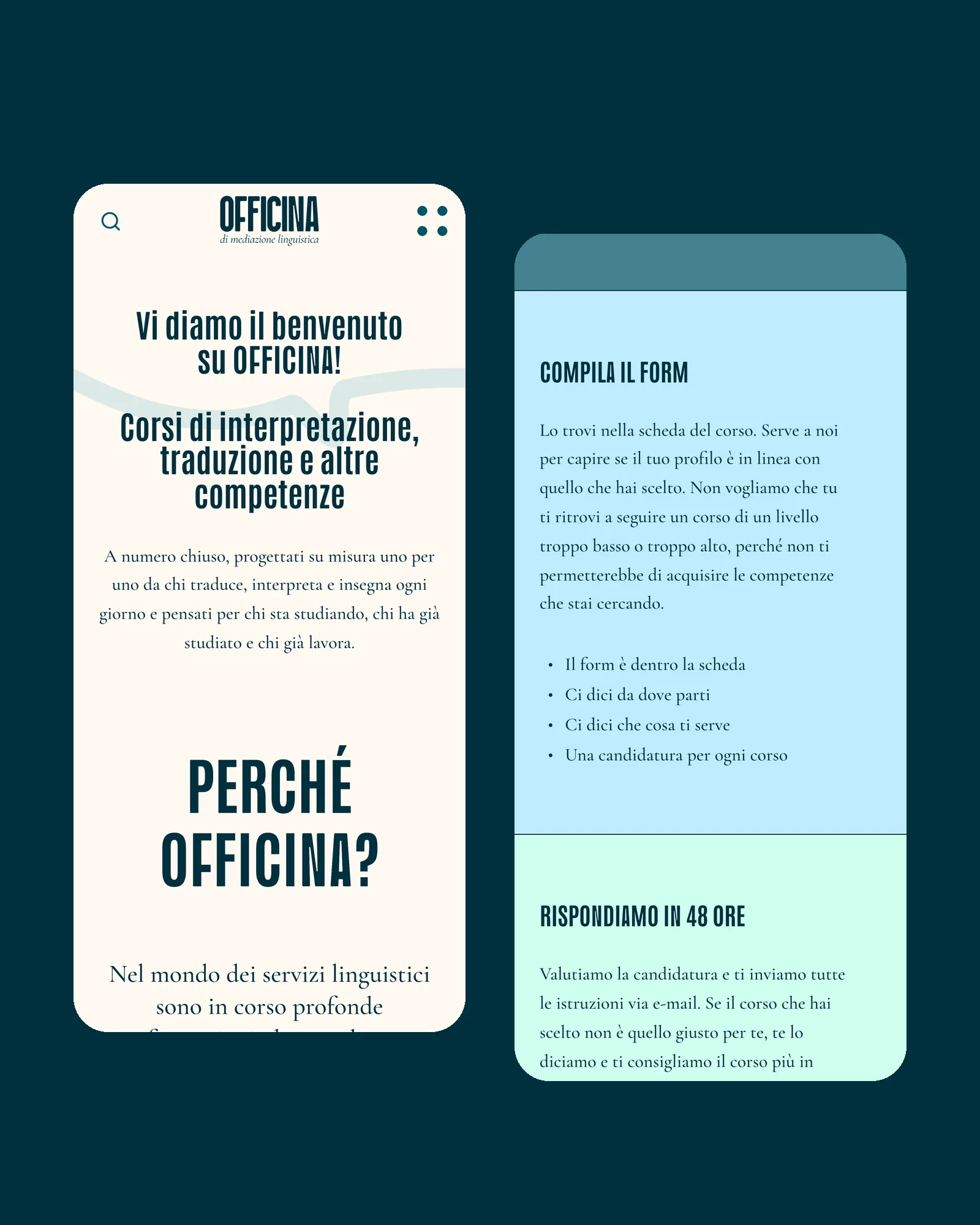Il sito dal telefono: l’apertura e i passi per iscriversi