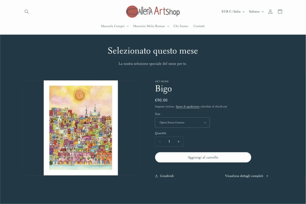 Galleria Art Shop: il sito
