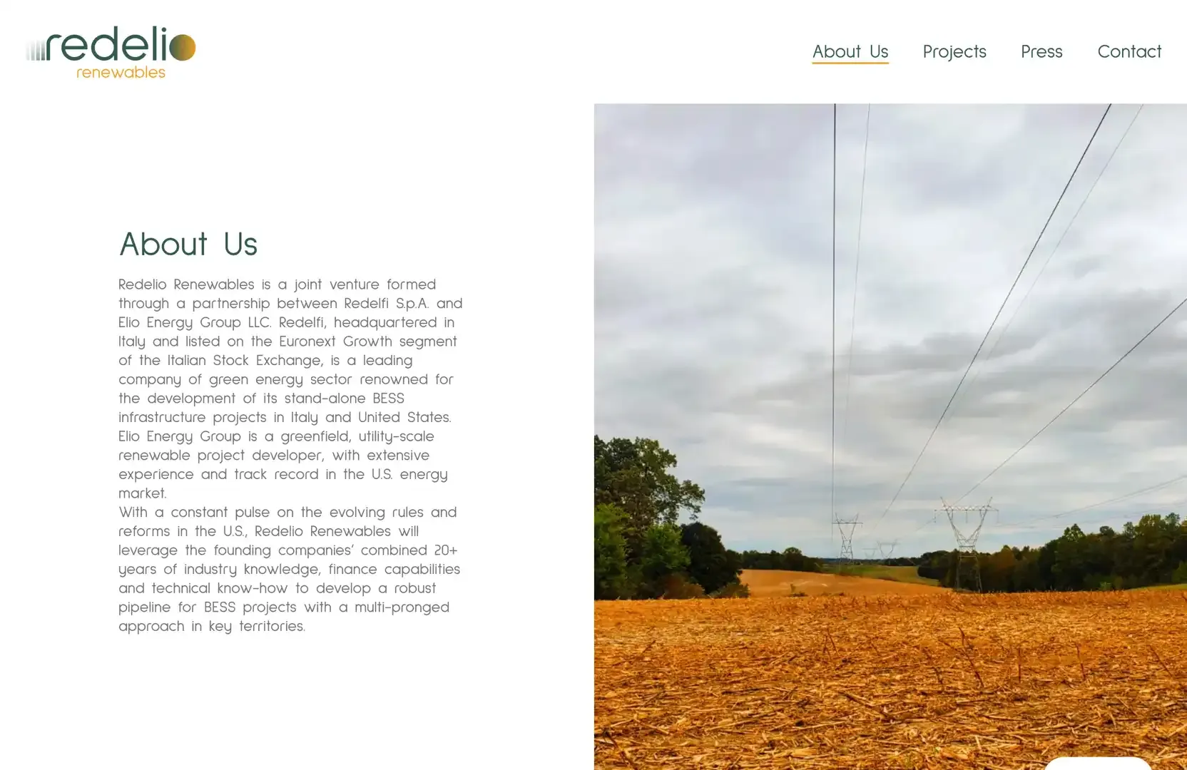 Redelio Renewables: il sito