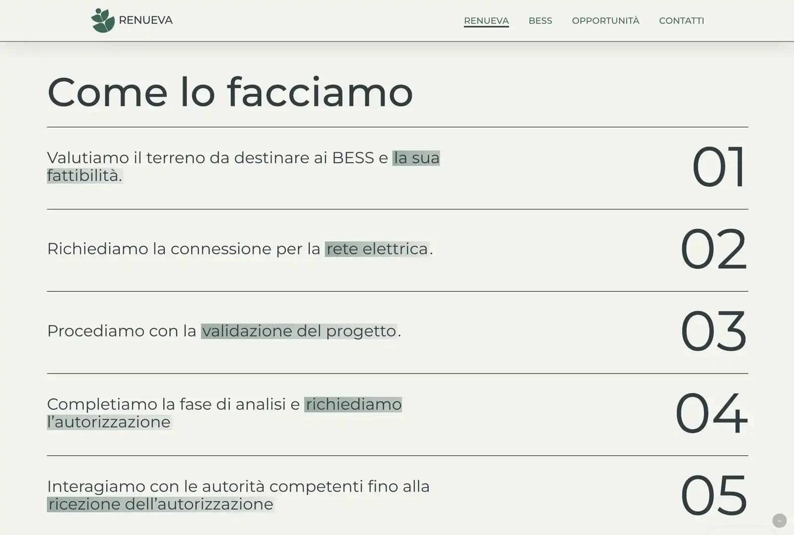 Renueva: il sito