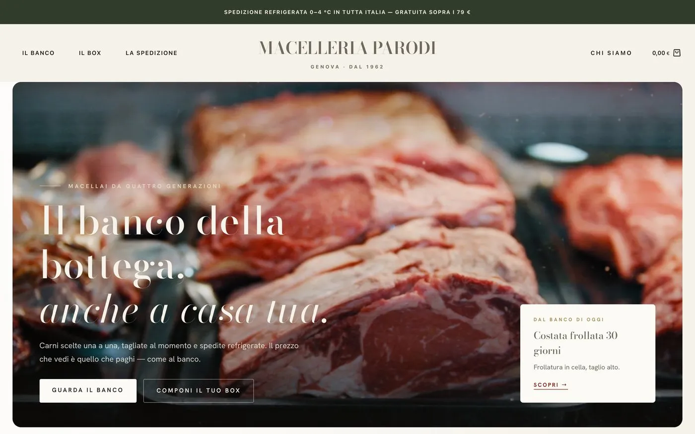 La home del negozio di prova Macelleria Parodi